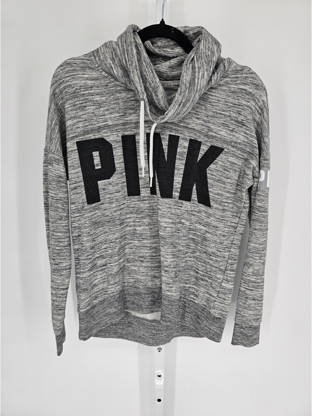 PINK by Victorias Secret Womens Sz XS Cowl Neck Sweatshirt Gray and Black